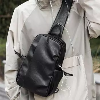 2025 Мужская сумка на одно плечо, спортивная сумка на грудь большой вместимости, сумка через плечо для велоспорта, модная водонепроницаемая сумка на грудь 19X11X32CM чёрный