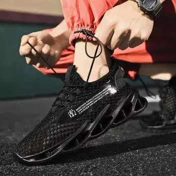 2025 Мужские 3D сетчатые модные дышащие кроссовки для бега с нескользящей подошвой Легкие тренировочные спортивные туфли для ходьбы на открытом воздухе с ремешком 40 белый
