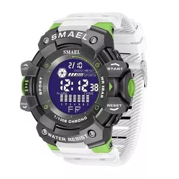 2025 Мужские часы Роскошные мужские военные часы SMAEL 8050 Водонепроницаемые большие циферблаты Модные светодиодные подсветки Спортивные цифровые часы для мужчин армия зеленый