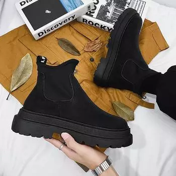 2025 Мужские черные кожаные ботинки Martin: Высокий верх мотоцикла в британском стиле и тенденция Челси 44