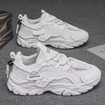 2025 Мужские черные сетчатые дышащие летние повседневные кроссовки с толстой подошвой 41