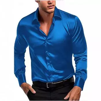 2025 Мужские деловые рубашки с длинным рукавом на пуговицах для ночного клуба Яркая рубашка в стиле рок-н-ролл S вино красного