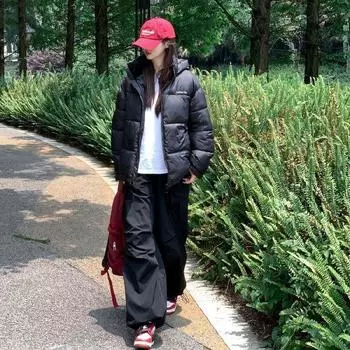 2025 мужские и женские утепленные куртки утолщенные зимние новые корейская версия свободные студенческие парные утепленные куртки M чёрный