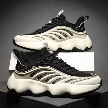 2025 Мужские износостойкие кроссовки на толстой подошве, увеличивающие рост, в корейском стиле 39 чёрный