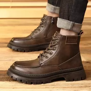 2025 Мужские кожаные высокие ботинки Martin — ретро-стиль мотоцикла и Оксфорд 38