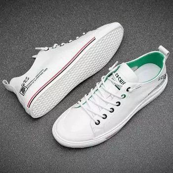 2025 Мужские модные дышащие кожаные кроссовки - Осень/Зима Повседневные белые балетки 42 белый