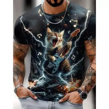 2025 Мужские японские футболки с принтом укиё-э, футболки с короткими рукавами, топы с 3D-принтом, рубашки с круглым вырезом, летняя повседневная мужская одежда S