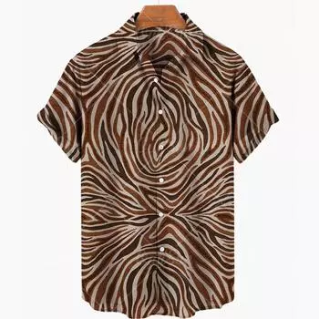 2025 Мужские рубашки с леопардовым принтом 3D, летняя пляжная рубашка на Гавайях, мужская одежда с коротким рукавом в стиле ретро, индивидуальный дизайн, мужские топы XL