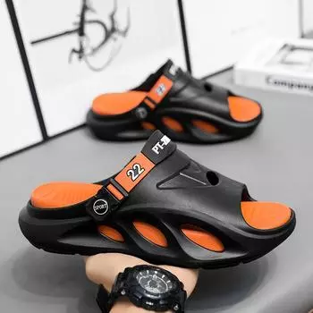 2025 мужские сандалии мужская пляжная обувь повседневная обувь мужские трендовые студенческие сандалии верхняя одежда домашняя одежда мужские тапочки 40 чёрный