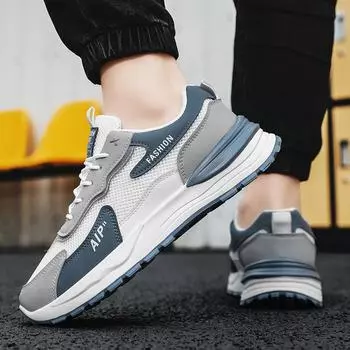 2025 Мужские весенние новые сетчатые кроссовки для бега и бега с ремешком против запаха, дышащие повседневные кроссовки для пешего туризма, большой размер 39-44 39 чёрный