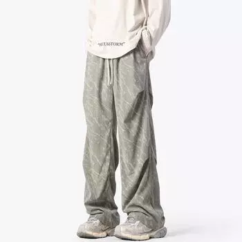 2025 Мужские винтажные вельветовые повседневные брюки весна-осень свободные прямые брюки мужские модные спортивные брюки мужские уличные брюки S чёрный