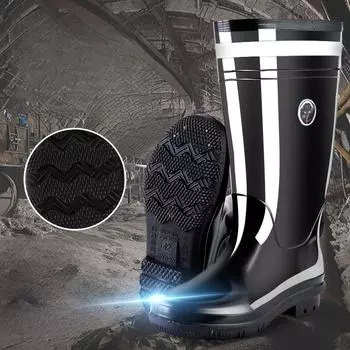 2025 Мужские водонепроницаемые нескользящие высокие шахтерские ботинки с толстой подошвой и светоотражающими полосами для защиты в угольной шахте Size 43