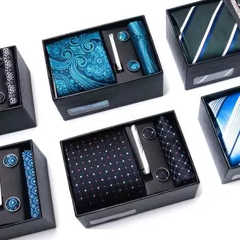 2025 Мужской деловой галстук из шести частей, полиэстер, шелковый жаккард, галстук с логотипом