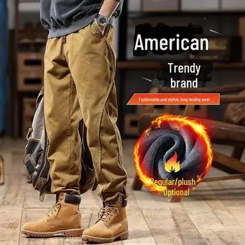 «2025 Мужской комбинезон-шаровары в стиле ретро от American - утолщенные повседневные брюки на весну/осень» XL for 155-175 Catty
