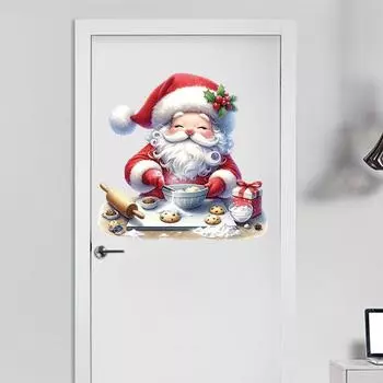 2025 Наклейки на дверь Санта-Клауса Рождественские украшения для дома Самоклеящиеся виниловые наклейки для настенной росписи из ПВХ 30x30cm