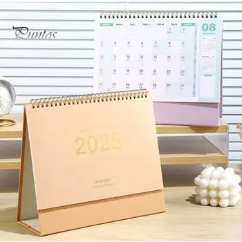 2025 Настольный календарь для офиса, дома, рабочего стола, на пружине, календарь, ежемесячный ежедневник, блокноты, календарь, подарок для семьи, друзей 1pc фиолетовый
