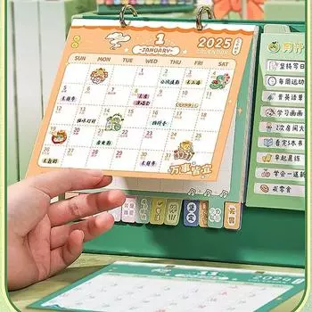 2025 Настольный календарь Милый мультфильм Капибара Змея Животное Настольный орнамент Ежедневник Управление расписанием Студенческий подарок календарь S оранжевый