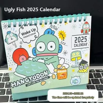 2025 Настольный календарь Мультяшный милый Hangyodon Ежемесячный календарь Настольные украшения Девчачий креативный планировщик Расписание Книга Детский подарок