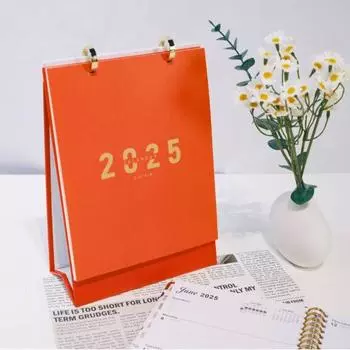 2025 Настольный календарь на 12 месяцев, перекидной настольный календарь, ежемесячное ежедневное планирование, менеджер времени для домашнего офиса, декор стола S красный