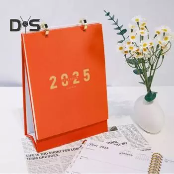 2025 Настольный календарь на 12 месяцев, перекидной настольный календарь, ежемесячное ежедневное планирование, менеджер времени для домашнего офиса, декор стола S красный