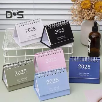 2025 Настольный календарь с откидной крышкой, календарь-спираль, планировщик расписания, список дел, блокнот, органайзер для управления временем, школьные принадлежности для дома и офиса розовый