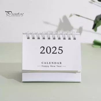 2025 Настольный календарь с откидной крышкой, календарь-спираль, планировщик расписания, список дел, блокнот, органайзер для управления временем, школьные принадлежности для дома и офиса белый