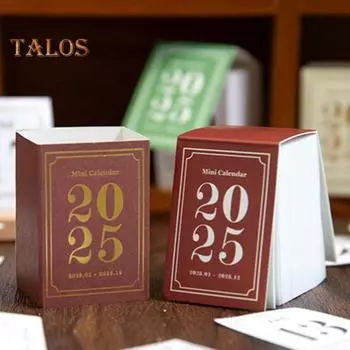 2025 Настольный календарь в форме мини-книги Компактный портативный ретро-календарь на плотной бумаге с января по декабрь Ежемесячный планировщик белый