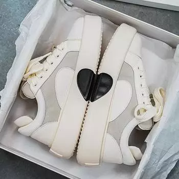 2025 national tide wind spring and summer live broadcast niche thick-soled ins heightened love board shoes Hong Kong style Douyin breat 39 чёрный