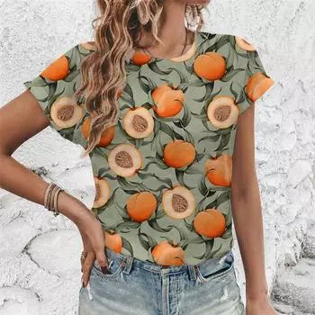 2025 New 3D Tropical Fruit Lemon Print Tops For Women Comfortable T-shirt Female Fashion Short Sleeve Tshirt Ladies Clothing XXS