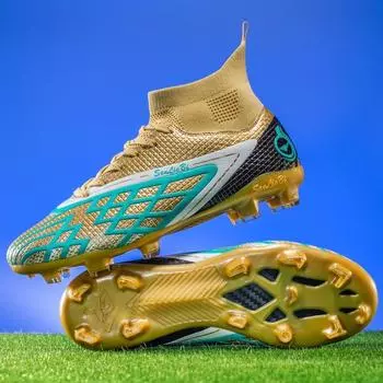 2025 new ag high-top long nails adult youth children tf broken nails professional football training shoes women 33