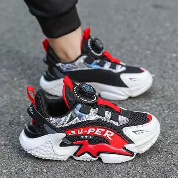 2025 New Anti-skid Leather Kids Sneakers for Boys Running Walking Lightweight Casual Shoes With Fashion Pattern Size 28-40 31 синий