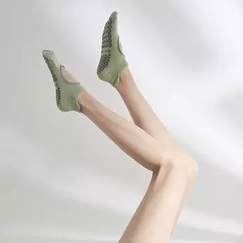 2025 New Arrival All Year Round Yoga Socks Non-Slip Socks Professional Women Pilates Socks Sports Open Back Room Socks Silicone Ice Cream Green free size 34-size 41