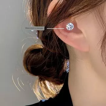 2025 New Arrival Best Selling Magnetic Stud Earrings Women s Same Style Non-Pierced Ear Bone Clip Fancy Niche Style Exquisite Earhole-Free White Diamond magnetic ear clip 6mm