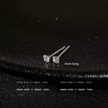 2025 New Arrival Best Selling Sparking Zirconium Stud Earrings for Women Ear-Caring 925 Silver Earrings Bone Nail Fancy Earrings Elegant Earrings 3mm silver zircon earrings