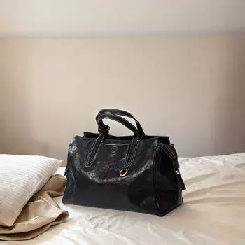 2025 New Arrival Genuine Leather Crossbody Computer Tote Bag Women s Large Capacity Vegetable Tanning Leather Work Clothing Travel One Shoulder Bag Black small size