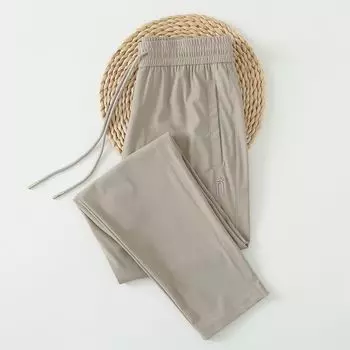 2025 New Arrival Ice Silk Leggings Women s Summer Thin Light Gray Pants Summer Women s Quick-Dry Pants Plus Size Summer Pants Khaki XL code pants
