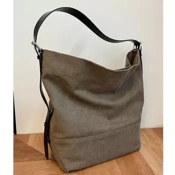 2025 New Arrival Jennie Same Style Lazy Loose Canvas Shoulder Tote Bag Women s Large Capacity Work Clothing Bucket Bag