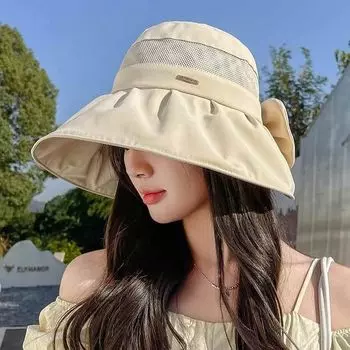 2025 New Arrival K-style Fashion All-Match Sun Hat Female UV Protection Face Cover Sun-Proof Hat Big Brim Bucket Hat L10 creamy-white big brim fisherman hat
