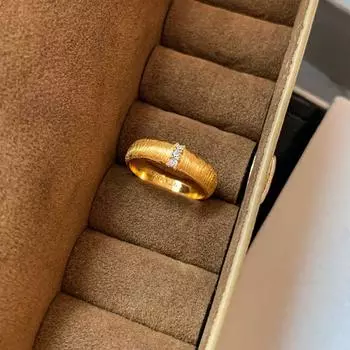 2025 New Arrival Middle Ancient Metal Silver Zircon Index Finger Brushed Ring Female Special-Interest Design Accessible Luxury Fancy Ring Gold [Wide]] Inner diameter 16mm/US size 6