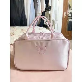 2025 New Arrival Neutral Three-Layer Large Capacity Layered Cosmetic Bag Travel Storage Bag Wash Bag Pink Handbags Pink