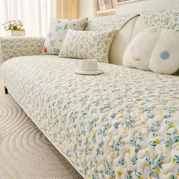 2025 New Arrival Pastoral Floral Sofa Cushion All Year Round Neutral Non-Slip Seat Cushions Cotton Fabric Craft Slipcover Cover Cloth