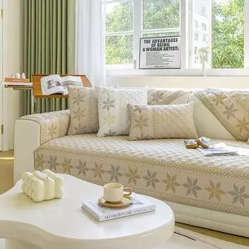 2025 New Arrival Sofa Cushion All Year Round Neutral Minimalist Cushion Backrest Cover Towel Non Slip Cream Style Fabric Seat Cushion Cover X stars khakis 45*45 pillow case without core