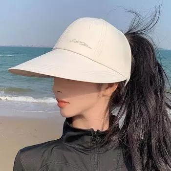 2025 New Arrival Sun Protection Hat Women s Lightweight Breathable Sun-Proof Peaked Cap Can Tie Ponytail Air Top Quick-Drying Sun Baseball Cap Beige Free size-wind-proof rope