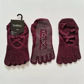2025 New Arrival with Pilates Five Toe Socks Professional Women s Non-Slip Yoga Socks Split Toe Indoor Dance Sports Wine Red Strap Full Toe