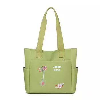 2025 New Arrival Women s Bag Nylon Oxford Cloth Embroider Printed Bag Large Capacity Commuter Shoulder Bag Minimalist Handbags Green
