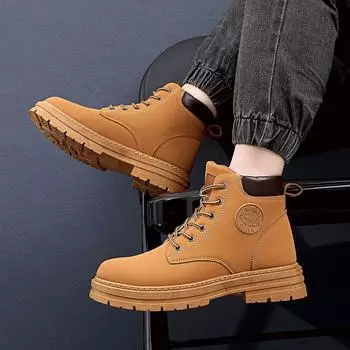 2025 new autumn men s boots classic fashion wear-resistant waterproof high-top Martin boots soft-soled tooling non-slip rhubarb boots 39