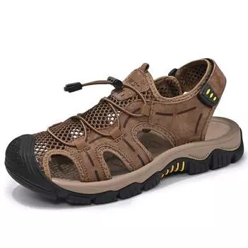 2025 new bag head sandals men s breathable men s outdoor beach shoes hollow sports leisure foreign trade leather large size 38