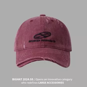 2025 New Baseball Cap Wide Brim Big Face Small Men s Big Head Circumference Retro Washed Soft Top Embroidery Peaked Cap Burgundy One size