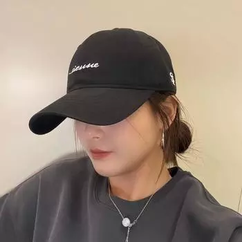 2025 New Baseball Cap Wide Brim Big Face Show Face Small Hat Women s K-style Easiest for Match Soft Top Embroidery Peaked Cap Embroider Baseball Black One size