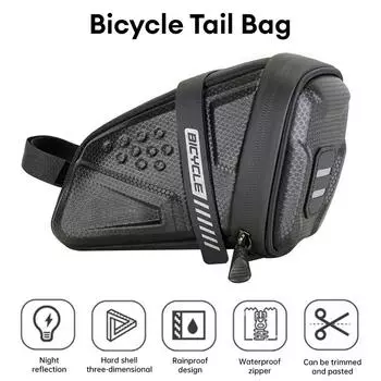2025 NEW Bicycle Saddle Bag EVA Hard Shell MTB Bike Bag Refletive Large Capatity Cycling Tail Rear Pouch Seatpost Saddle Bag чёрный